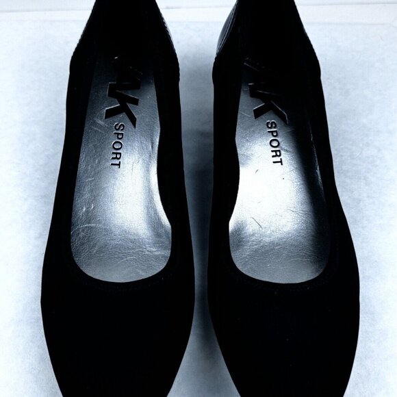 Anne Klein Sport Wisher Womens Black Textile Upper Slip On Wedge Pump Shoes 9M - Picture 1 of 11